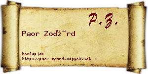 Paor Zoárd névjegykártya